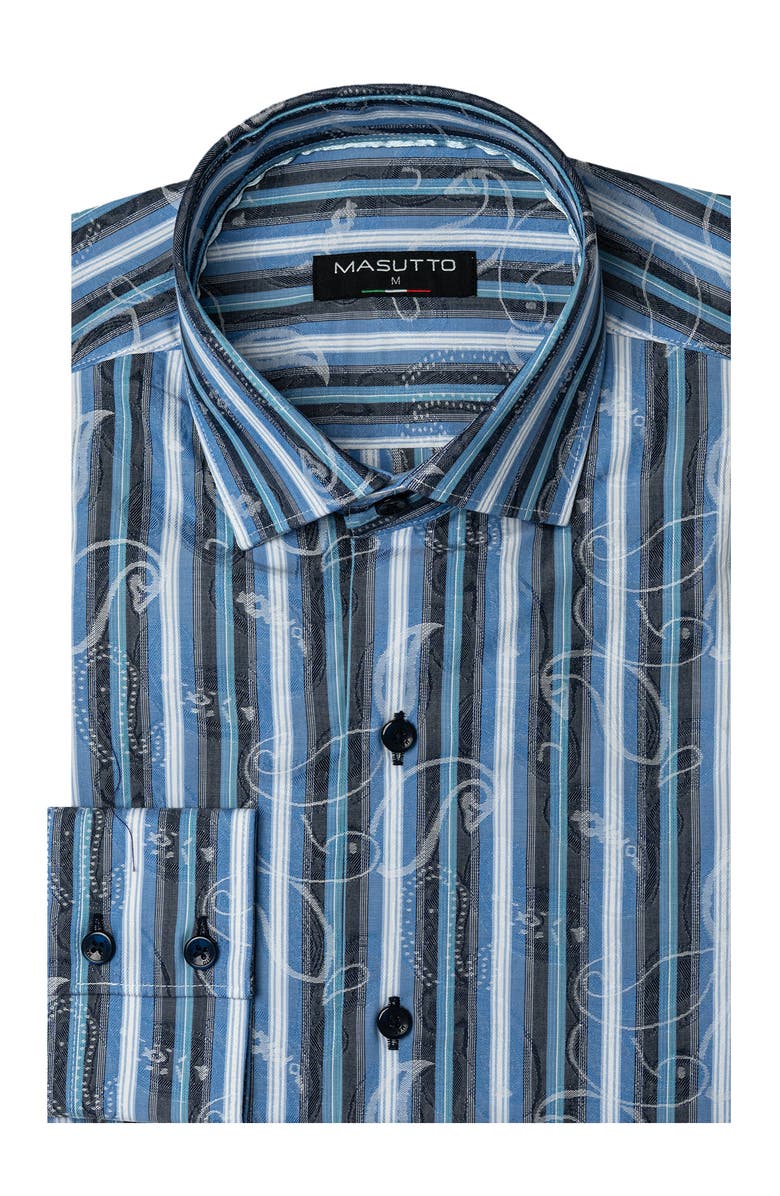 MASUTTO Adriano Jacquard Button-Up Shirt, Main, color, Blue