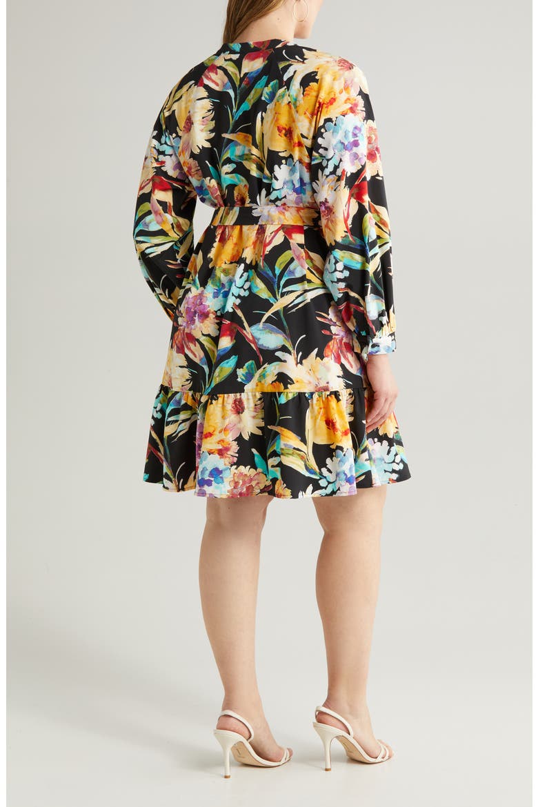 Cari Floral Long Sleeve Dress, Alternate, color, BLACK AOPCARI