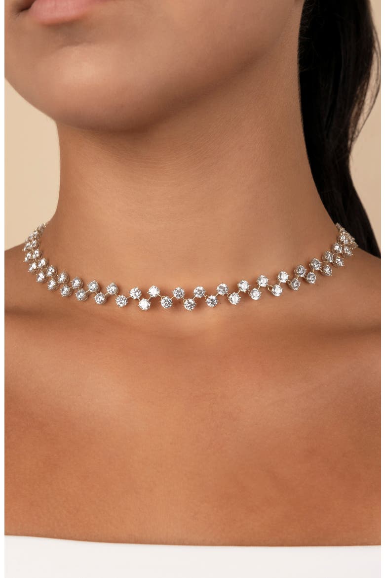 Carson Cubic Zirconia Choker Necklace, Alternate, color, SILVER
