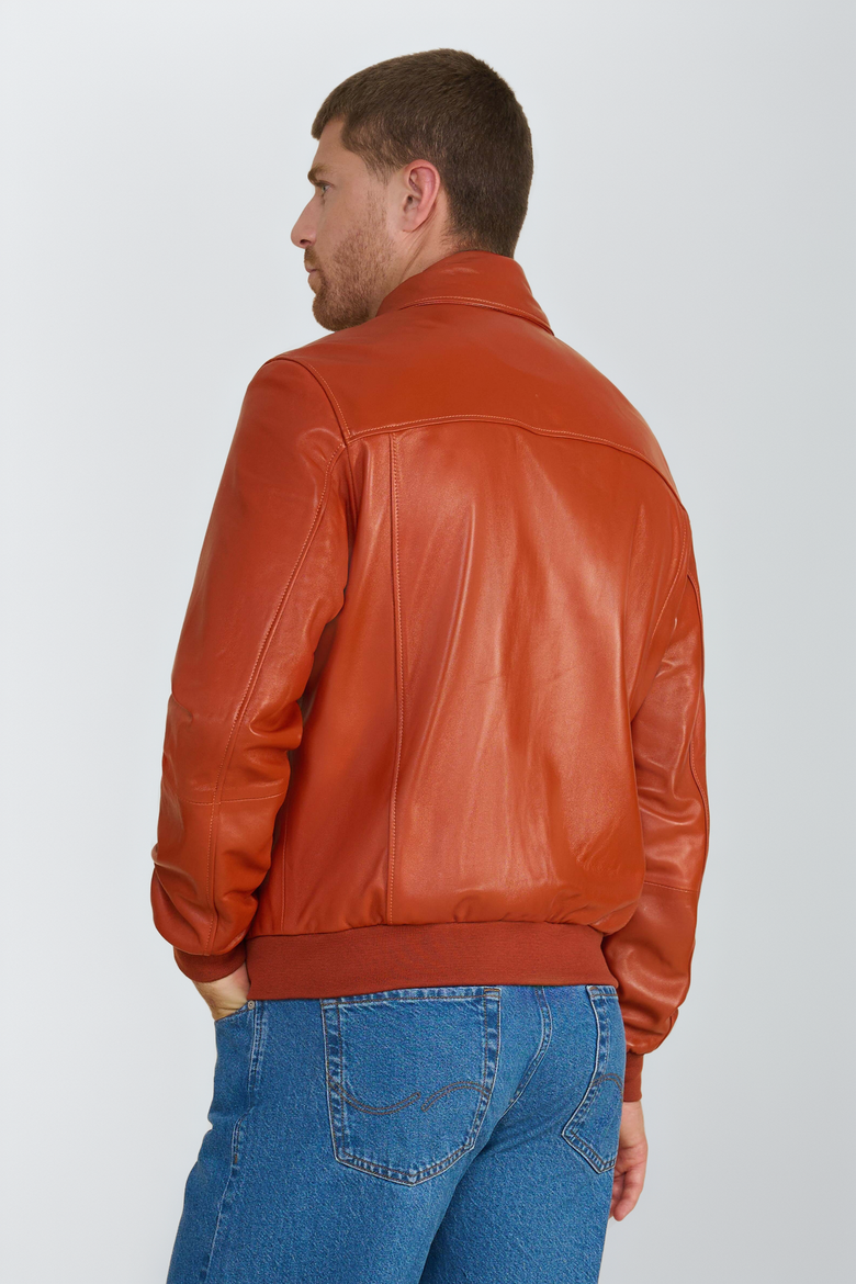 Mason Leather Bomber Jacket, Alternate, color, Whiskey