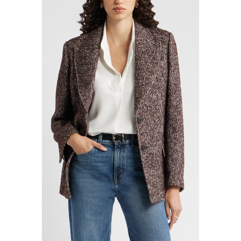 Nordstrom The Liv Textured Boyfriend Blazer In Brown