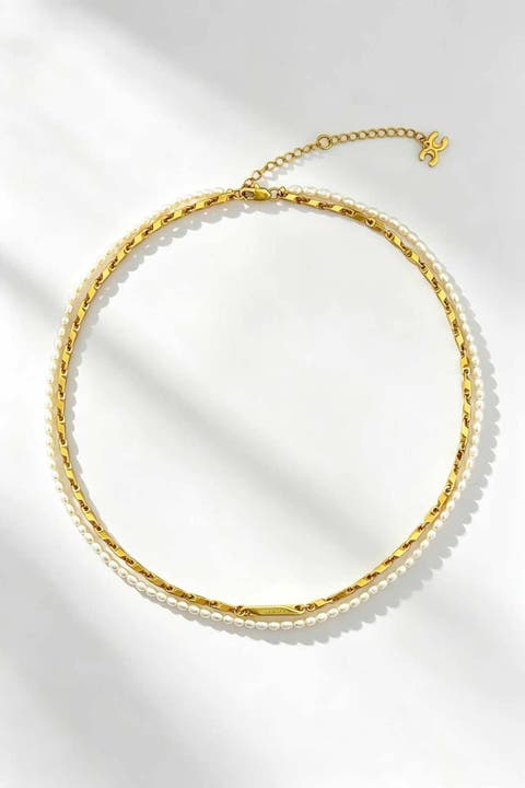 Madison Gold Layered Pearl Necklace