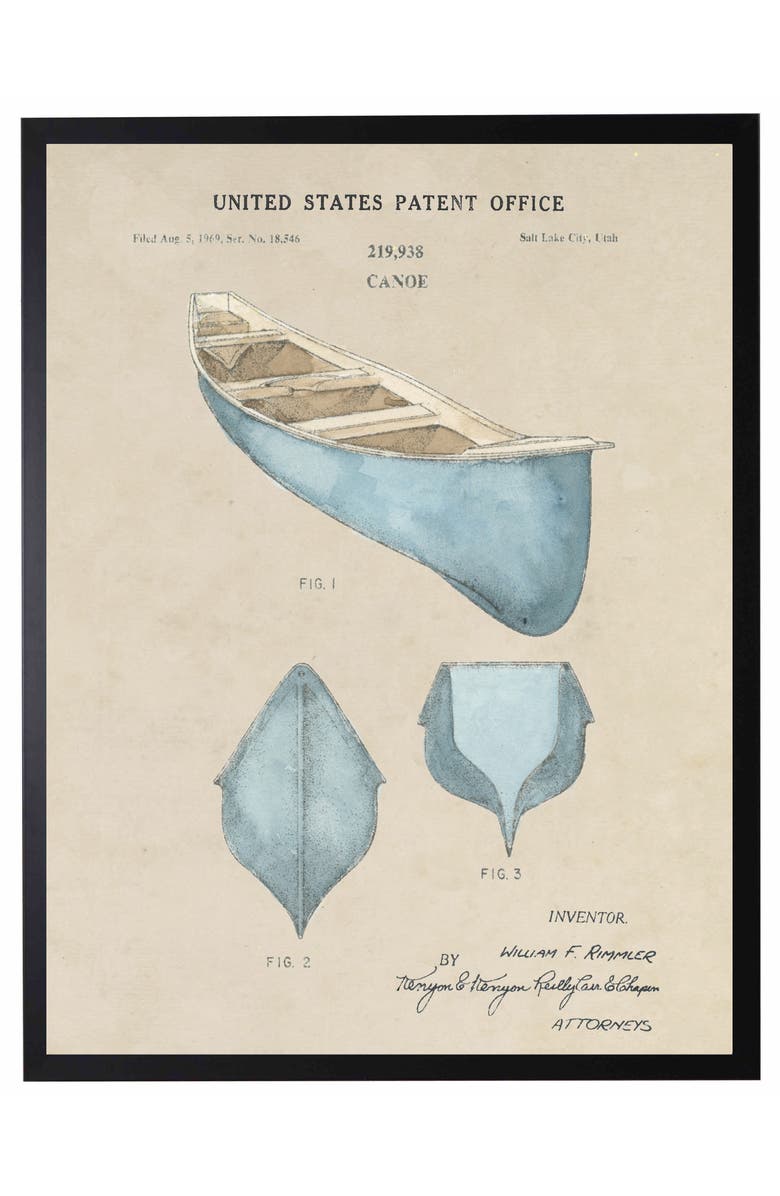 Antique Curiosities Canoe Patent 2 in Black Frame, Main, color, NO COLOR