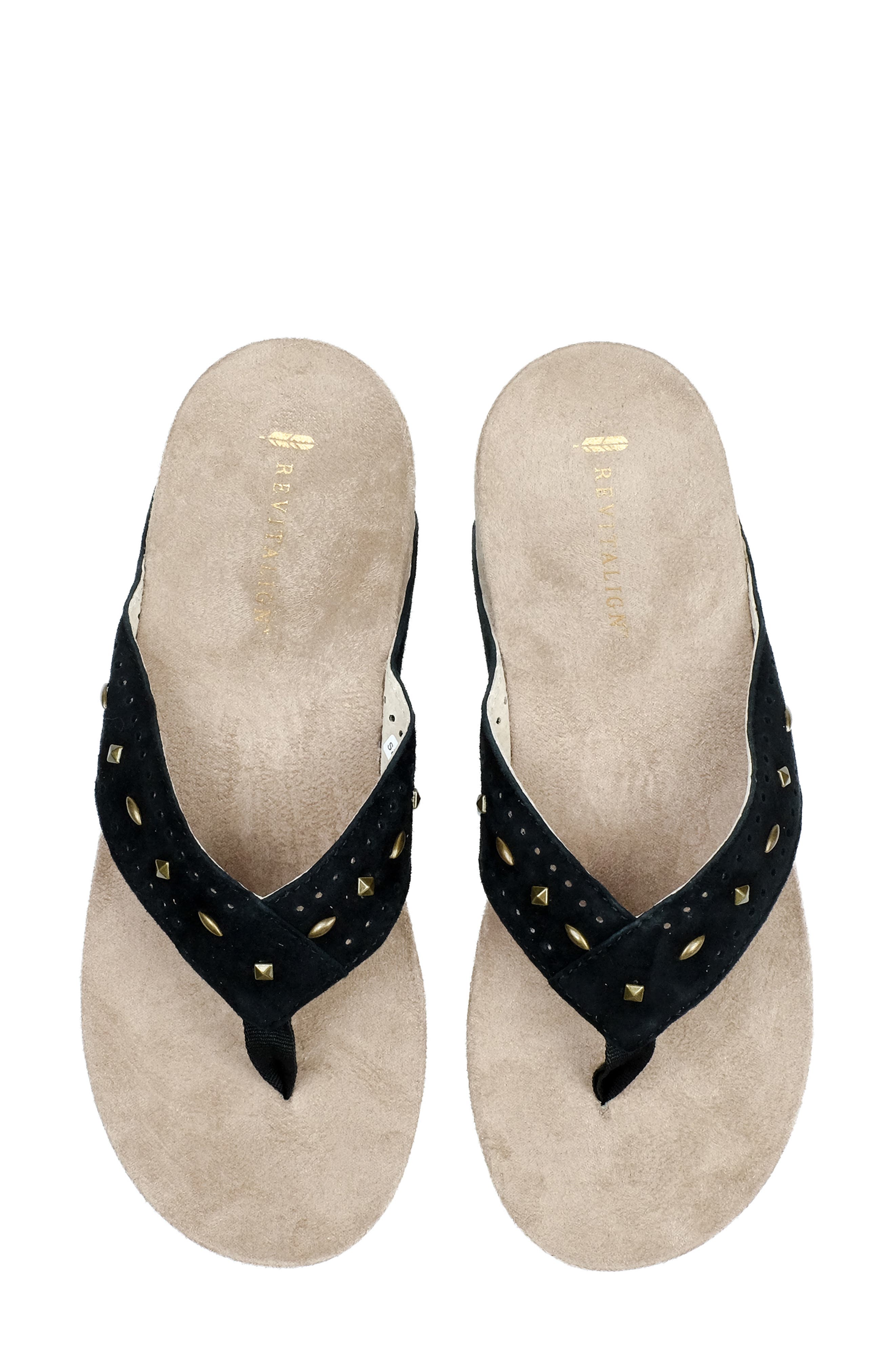Revitalign Kena Stud Orthotic Flip Flop, Alternate, color, Black