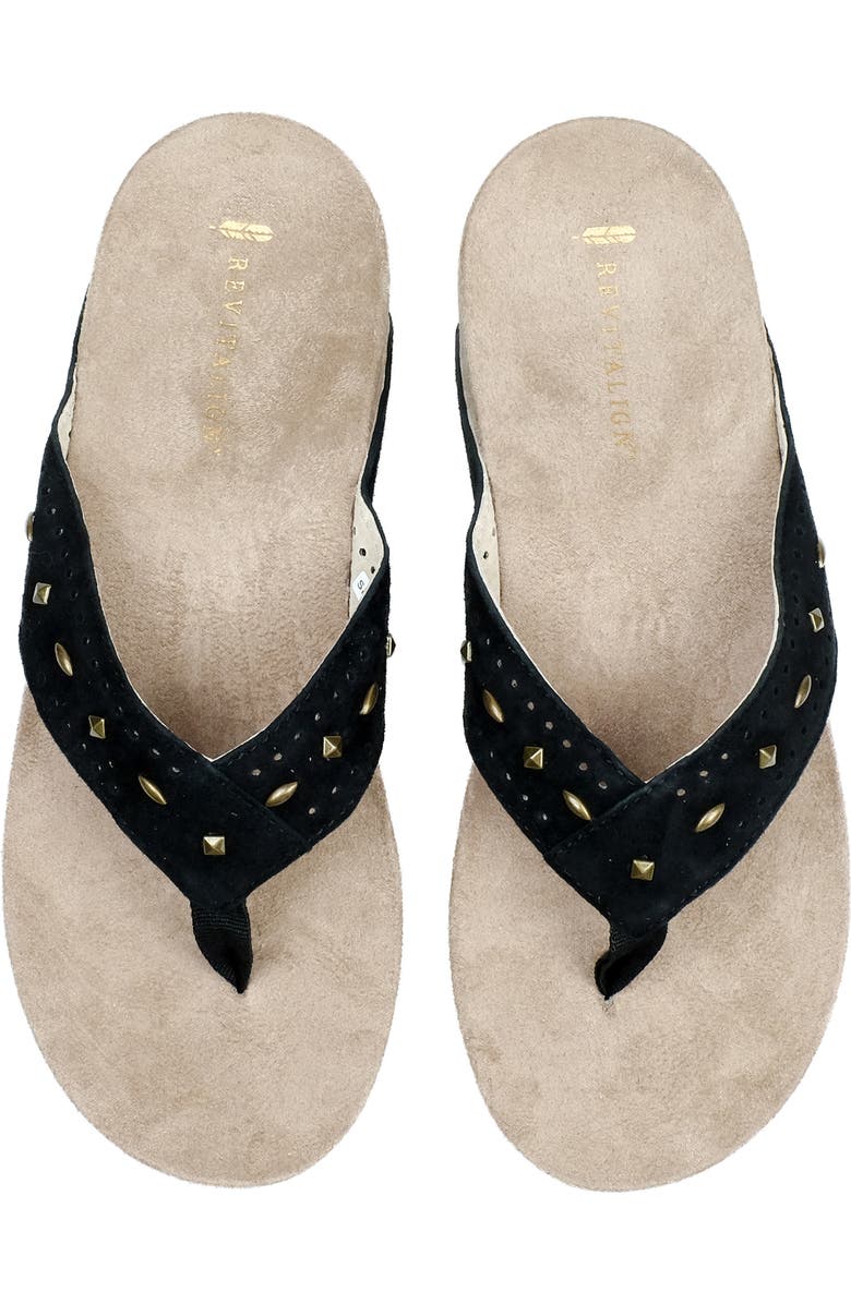 Revitalign Kena Stud Orthotic Flip Flop, Alternate, color, Black