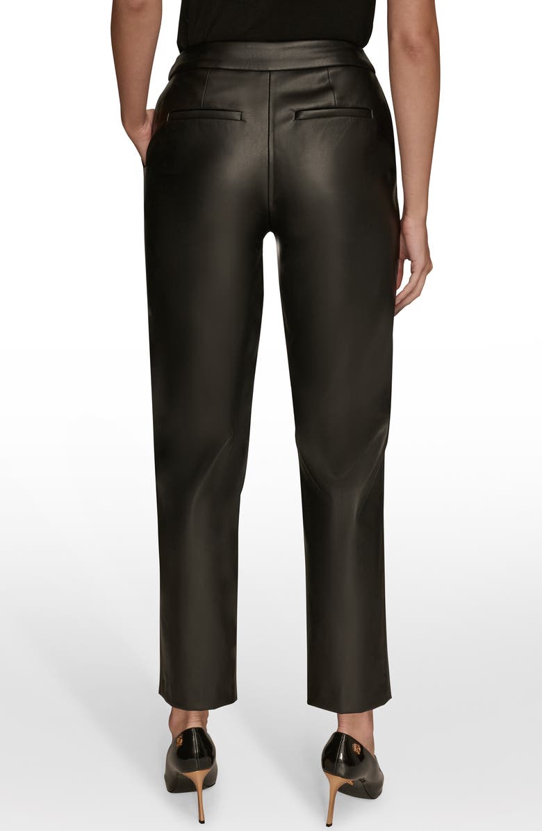 Donna Karan New York Faux Leather Ankle Slim Fit Pants, Alternate, color, Black