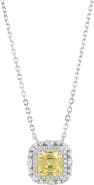 SAVVY CIE JEWELS Asscher Cut Cubic Zirconia Halo Pendant Necklace