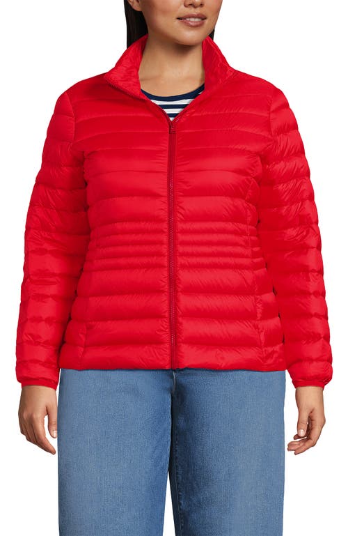 Lands' End Plus Size Wanderweight Packable Print Down Jacket In Red