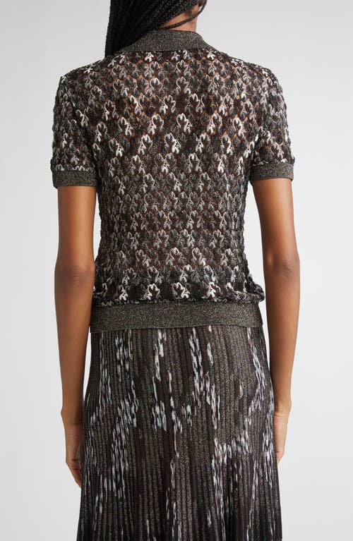 Missoni Knit Metallic Lace Polo In Brown