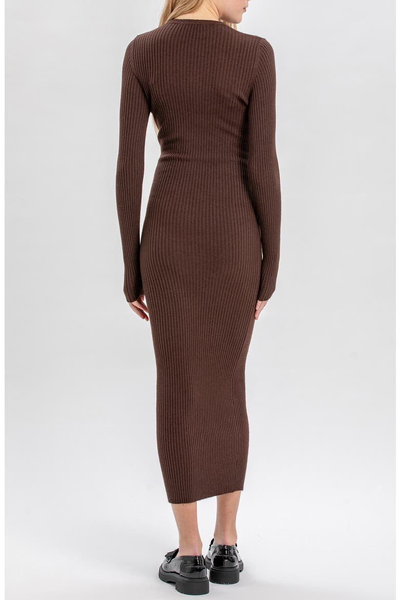 Stella Long Sleeve Rib Body-Con Maternity Dress, Alternate, color, MOKA