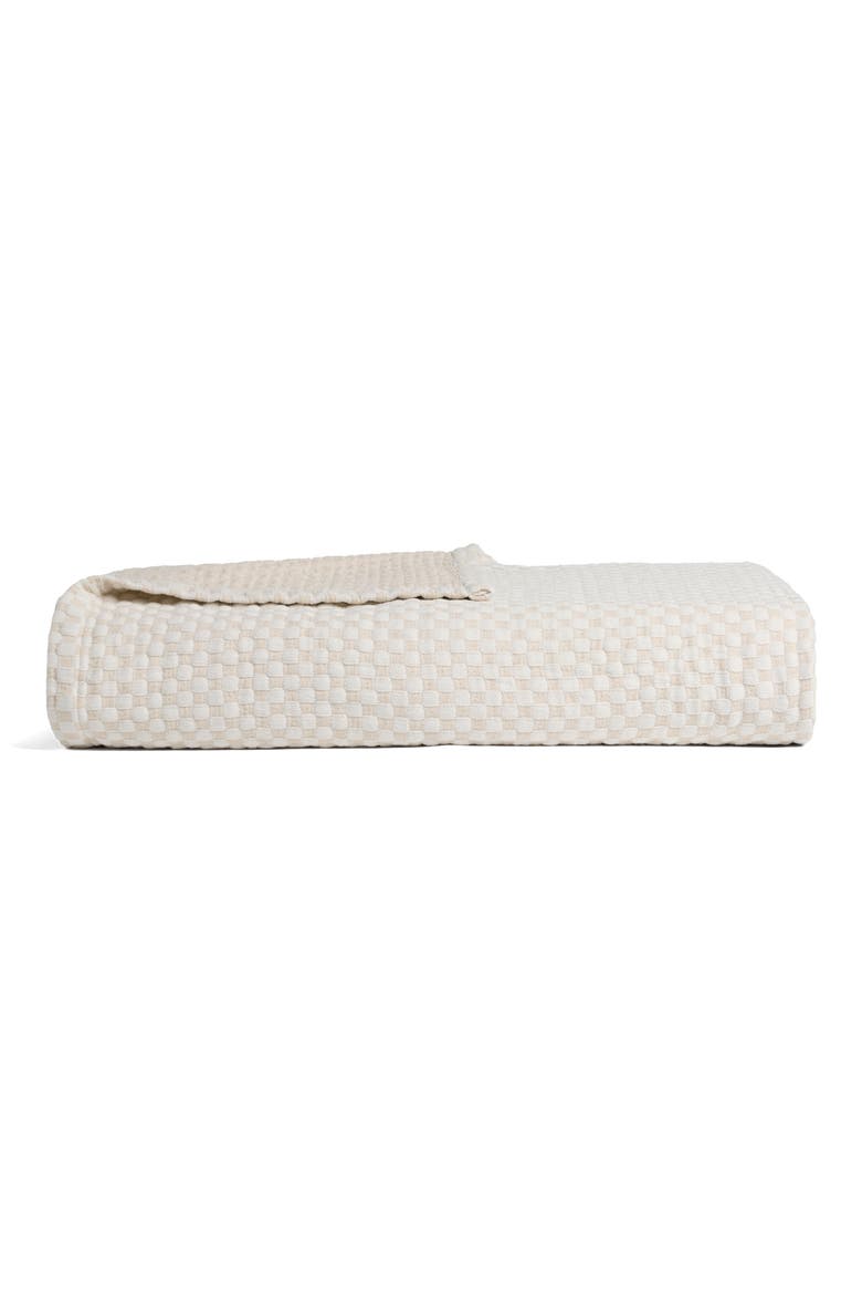 Keys Organic Cotton & Linen Jacquard Coverlet, Main, color, BONE AND CREAM