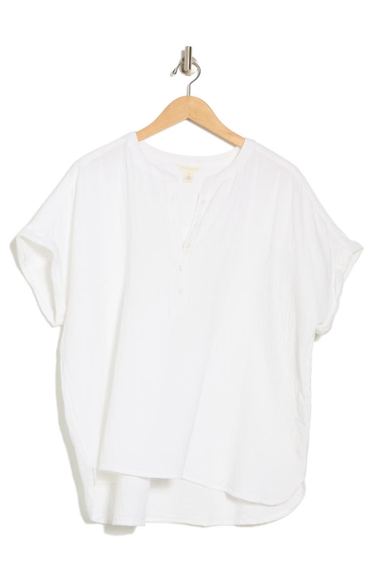 Caslon<sup>®</sup> Cotton Gauze Popover Top, Alternate, color, White