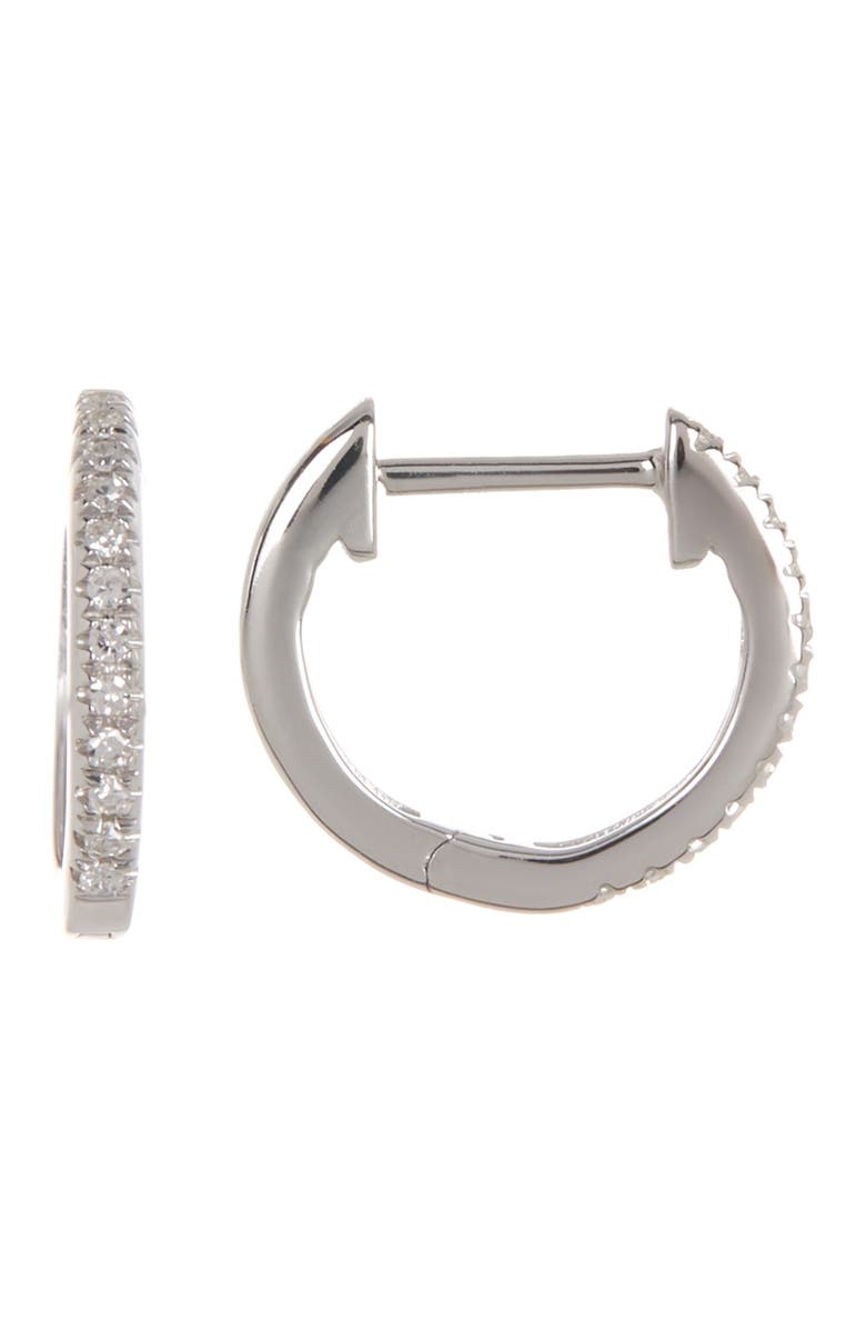 RON HAMI 14K White Gold Pave Diamond 11mm Huggie Hoop Earrings - 0.07 ctw, Main, color, 