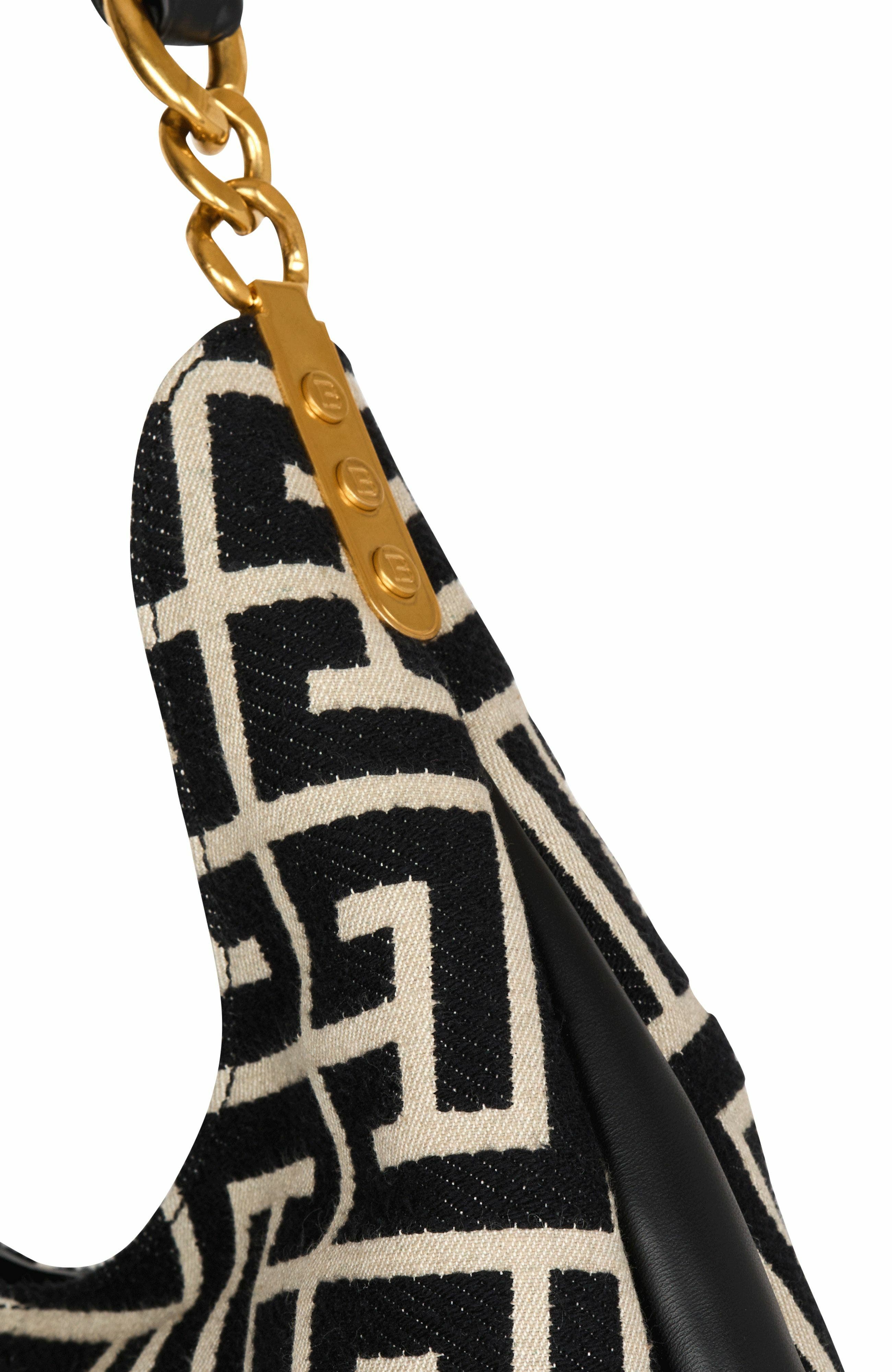 Balmain 1945 Soft Hobo Large Monogrammed Jacquard Tote Bag, Alternate, color, 