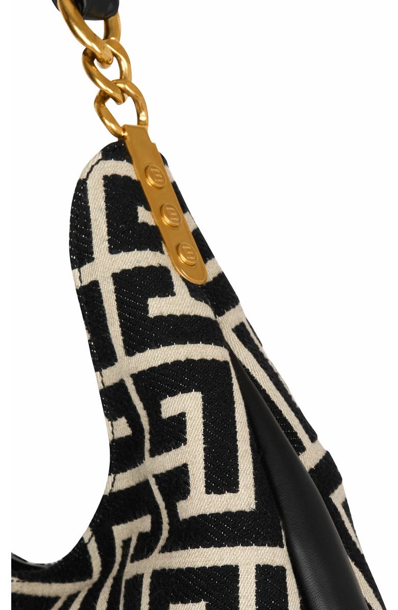 Balmain 1945 Soft Hobo Large Monogrammed Jacquard Tote Bag, Alternate, color,