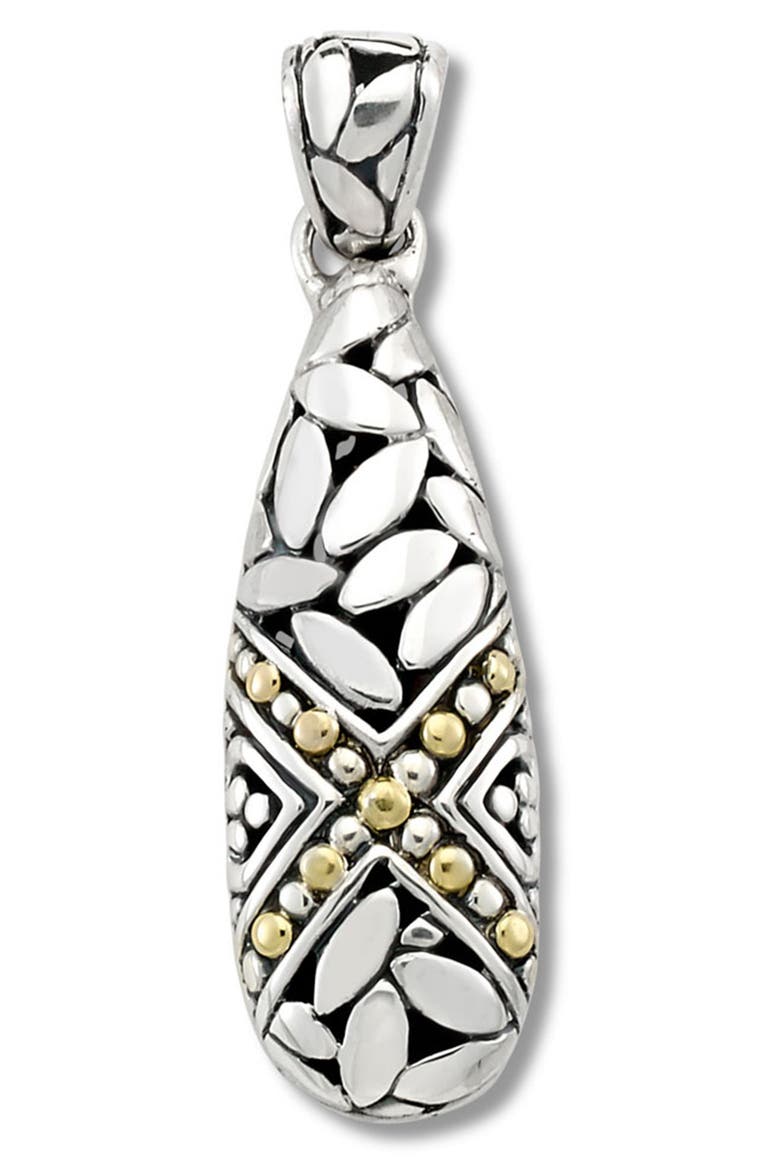 18K Gold & Sterling Silver Leaf Design Pendant, Main, color, SILVER/ GOLD