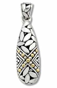 SAMUEL B. 18K Gold & Sterling Silver Leaf Design Pendant