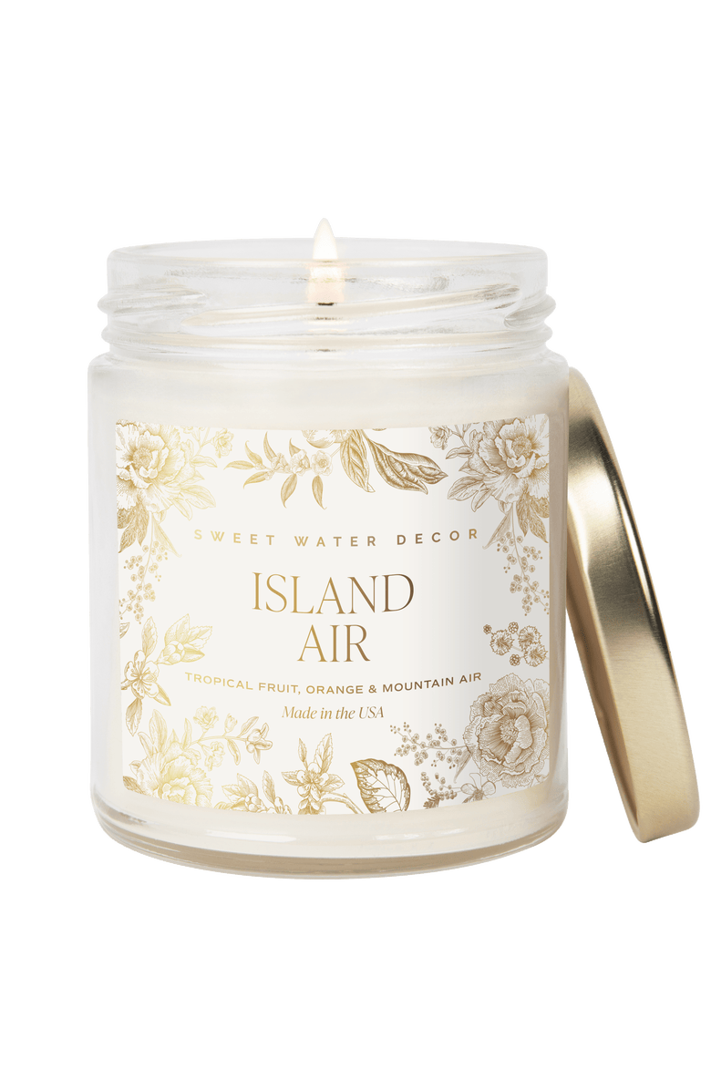 SWEET WATER DECOR 9oz Clear Jar Glass Candle - Patterned Label, Main, color, Island Air