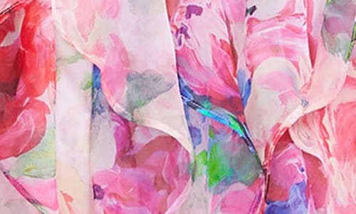 Dress The Population Lux Floral Cascading Ruffle Gown In Multi