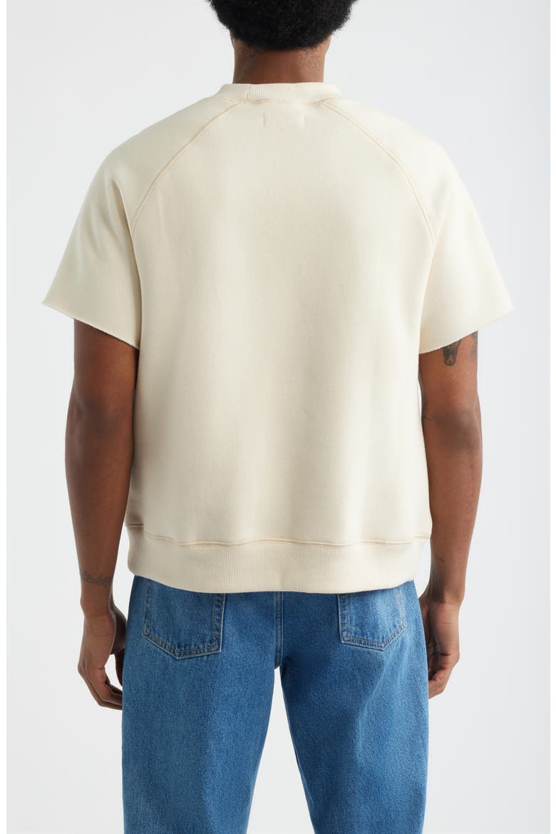 Fleece Short Sleeve Sweatshirt, Alternate, color, IVORY CREAM