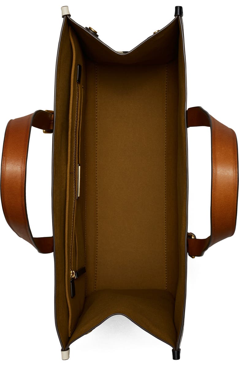 Tory Burch T Monogram Contrast Embossed Leather Tote, Alternate, color,