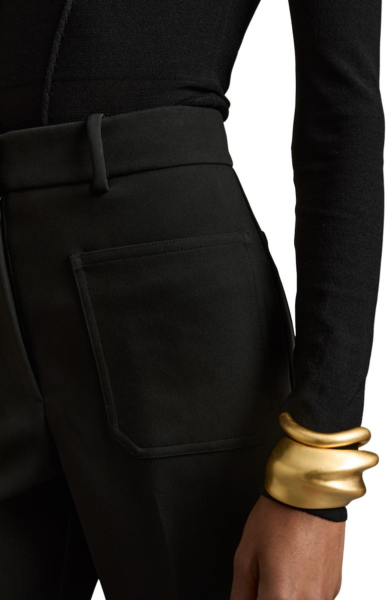 Reiss Priya Patch Pocket High Waist Flare Pants, Alternate, color, Black