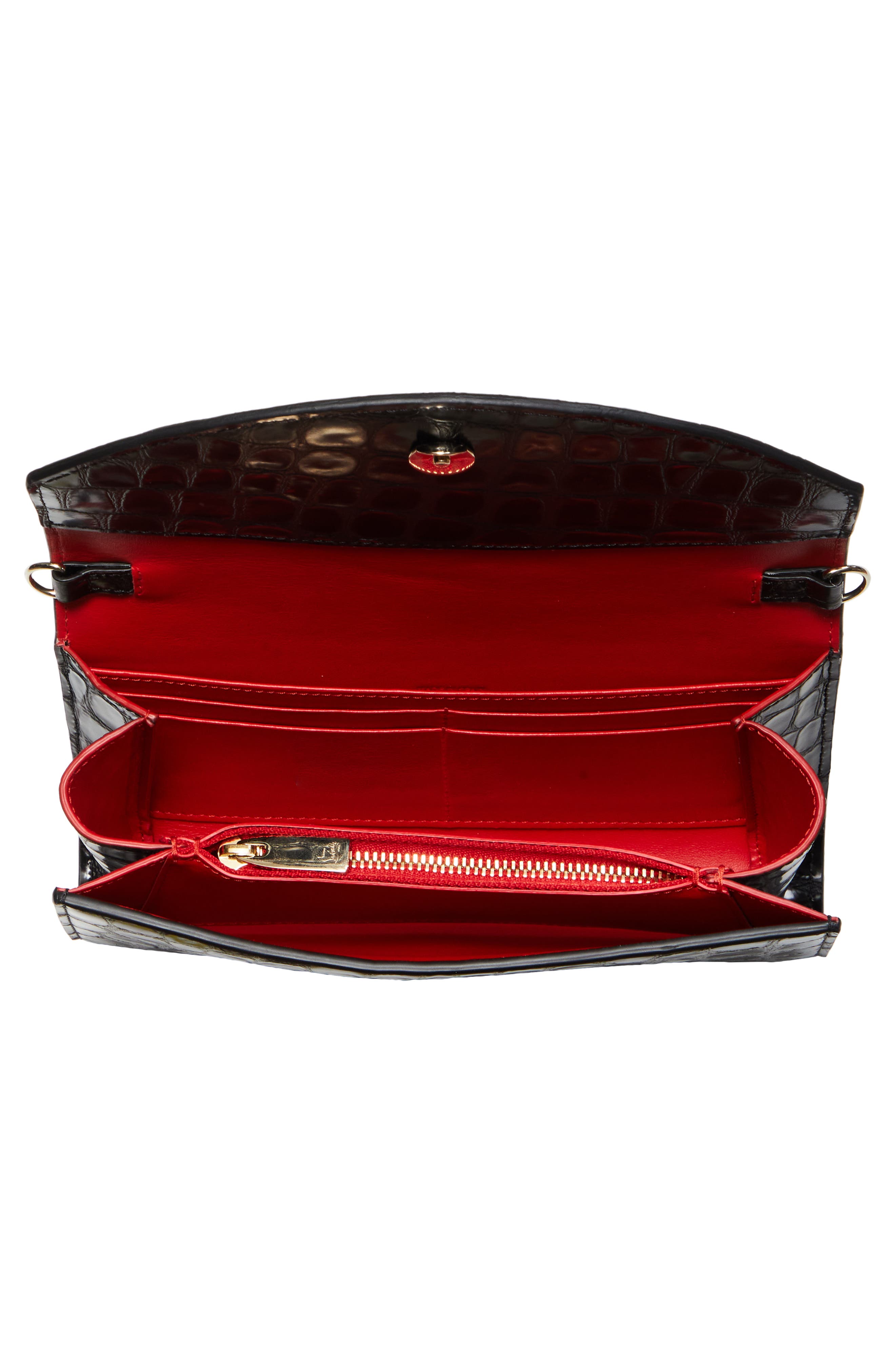 Christian Louboutin Loubi54 Croc Embossed Leather Wallet on a Chain, Alternate, color, 