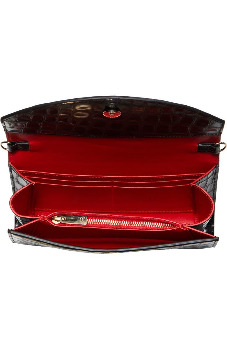 Christian Louboutin Loubi54 Croc Embossed Leather Wallet on a Chain, Alternate, color,