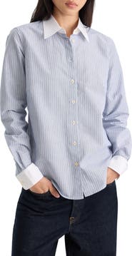 Good American The Oxford Contrast Striped Shirt