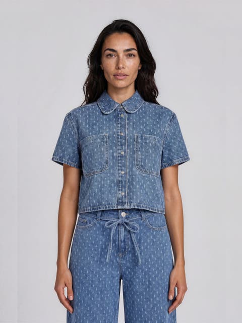Cropped Collared Snap-Front Shacket