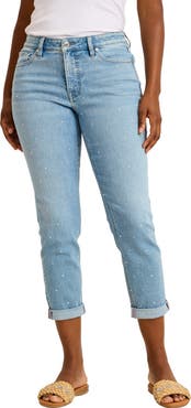 Tommy Bahama Sparkle Rhinestone Cuffed Ankle Slim Boyfriend Jeans