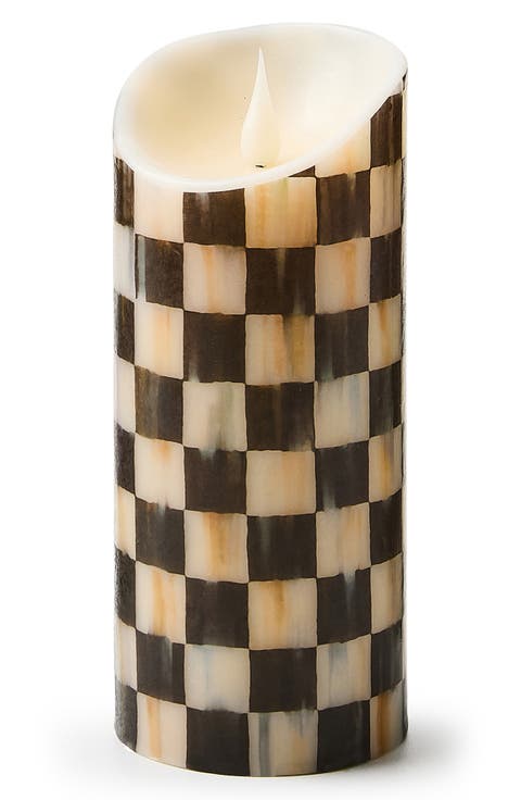 Courtly Check 7-Inch Flameless Pillar Candle