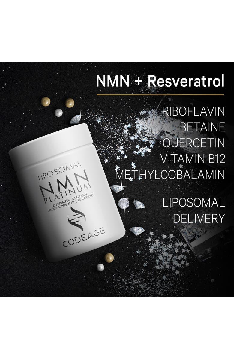 Codeage Liposomal NMN Supplement, NAD precursor, Resveratrol, Betaine, Riboflavin & B12, Quercetin, 90 ct, Alternate, color,