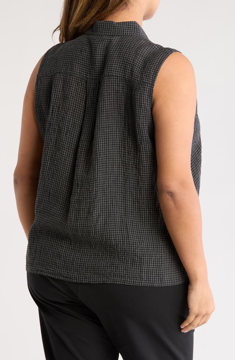 Eileen Fisher Classic Collar Sleeveless Organic Linen Button-Up Shirt, Alternate, color, Black