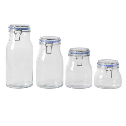 Lyon Court 4-Piece Glass Canister Set with Airtight Trigger Clamp Lids