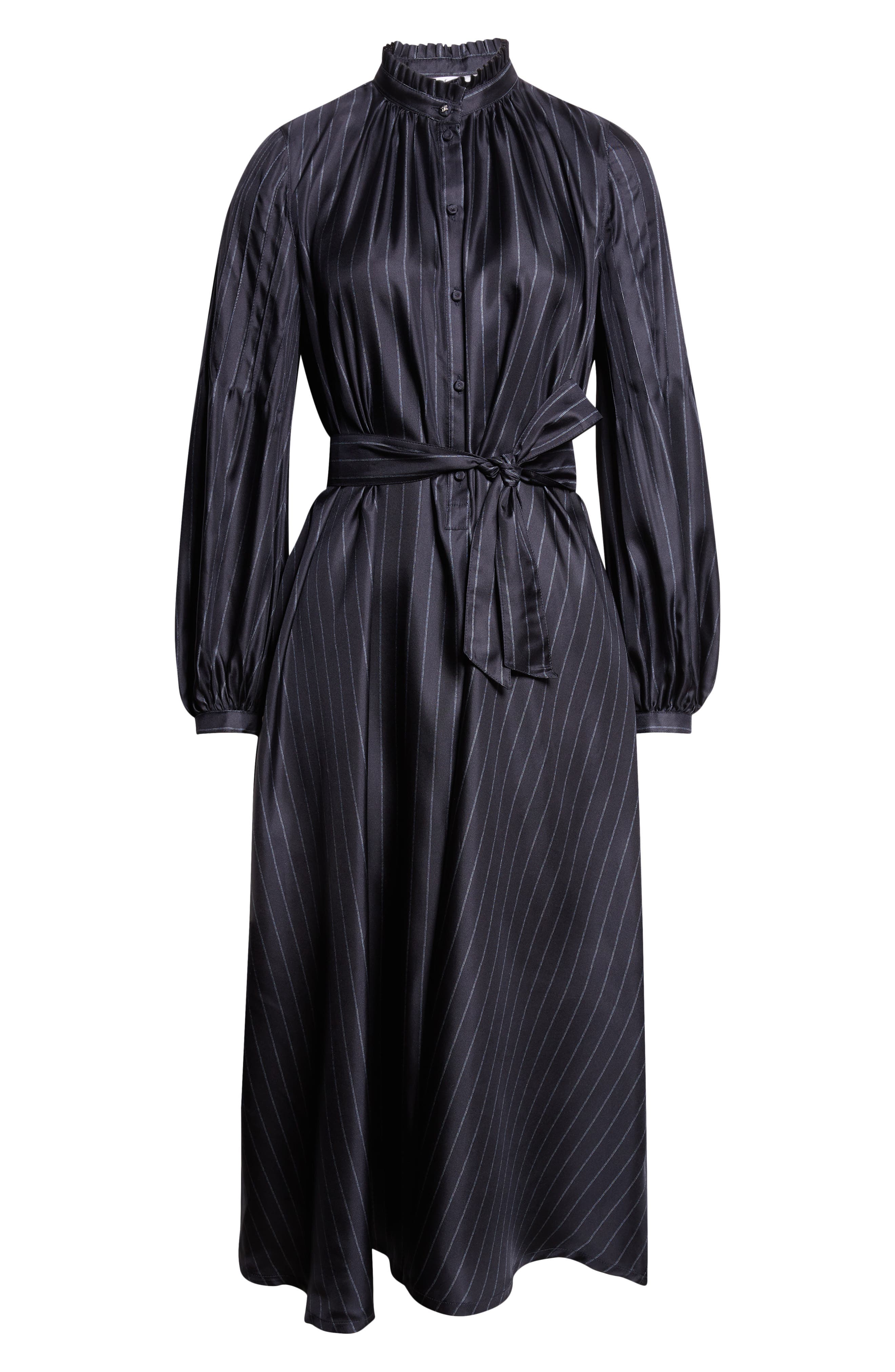 MaxMara シルク 絹 ストライプ柄 ノースリーブ ロングジレ ベスト Max Mara Sabbia Pinstripe Long Sleeve Silk Twill Dress (Women