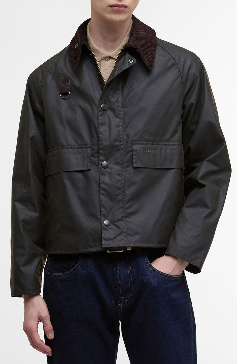 Barbour Spey Waxed Cotton Jacket, Main, color, Olive