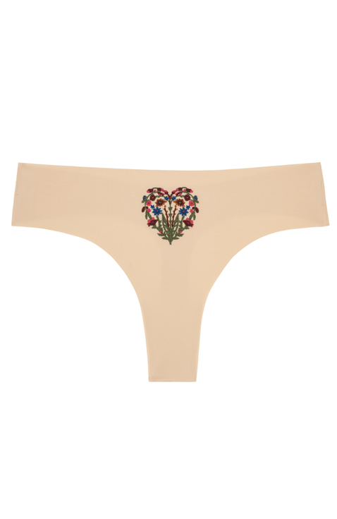 Soft Seamless Thong with Embroidery