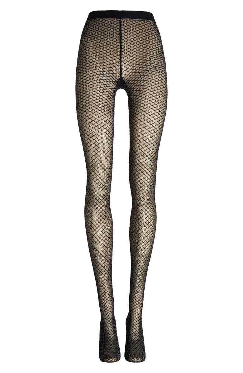 Wolford Shimmer Effect Tights, Alternate, color, Black/ Silver