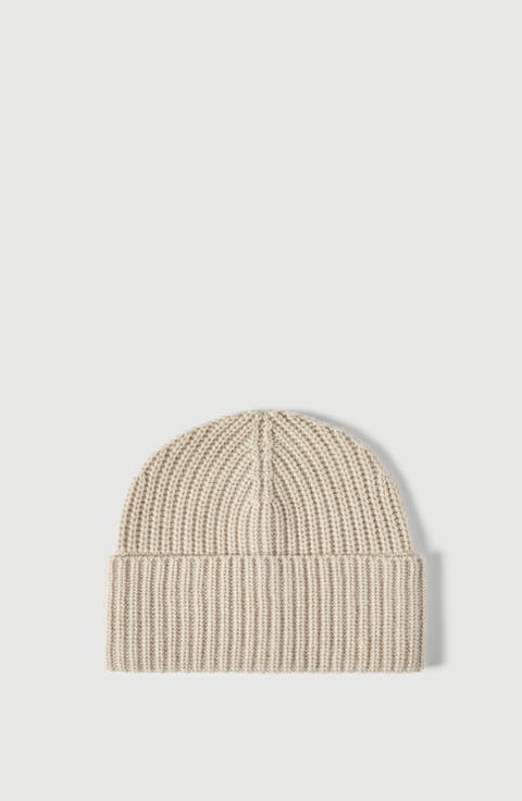 Cashmere English rib knit beanie
