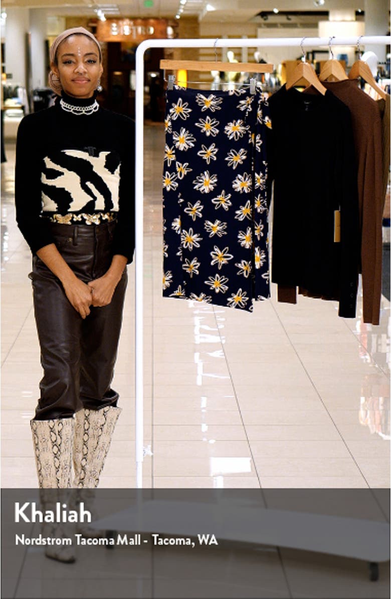 Floral Faux Wrap Knit Midi Skirt, sales video thumbnail