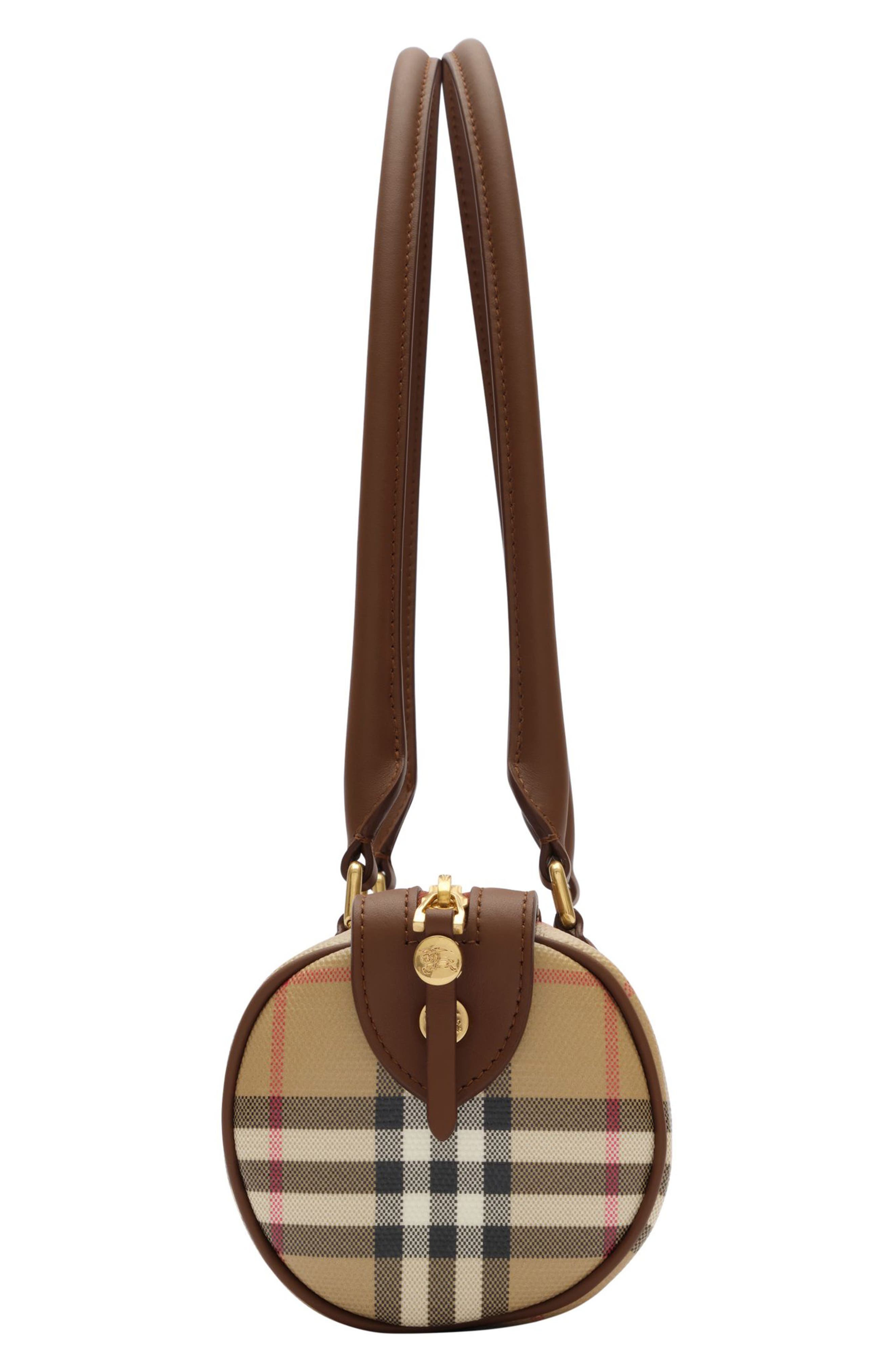 Check Mini Barrel Bag, Alternate, color, ARCHIVE BEIGE
