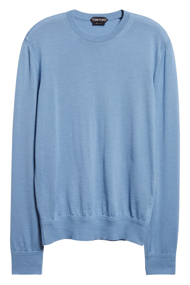 Fine Gauge Cashmere & Silk Crewneck Sweater, Alternate, color, HB620 DARK CELESTE