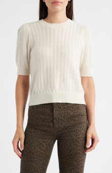 The Ladder Pointelle Short Sleeve Cashmere Sweater