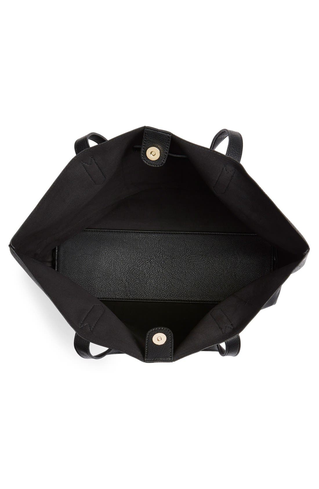 Dawson Oversize Faux Leather Shopper, Alternate, color, BLACK