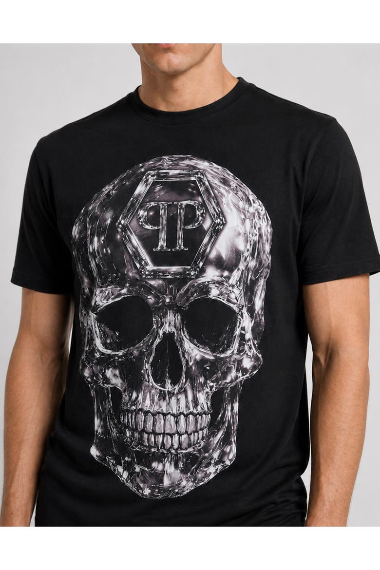 T-Shirt Round Neck Ss Skull Men, Alternate, color, black