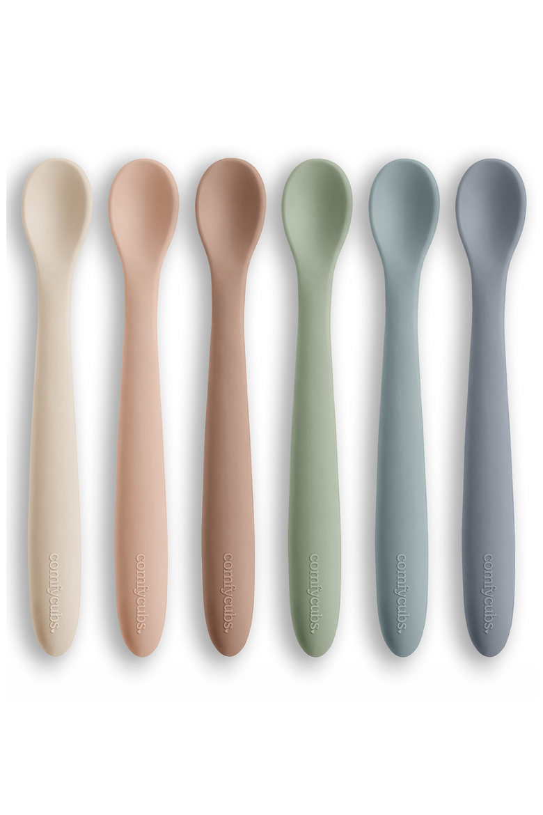 Silicone Baby Spoons Set, 6 Pack, Main, color, Sand Pack