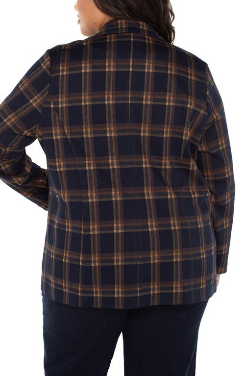 Liverpool Los Angeles Plaid Notched Lapel Blazer In Blue