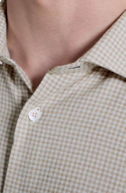 Bugatchi Axel Shaped Fit Micro Gingham Button-up Shirt In Neutral