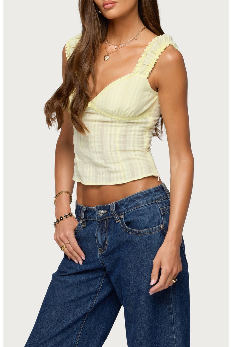 Katerine Lace Trim Tank, Alternate, color, YELLOW